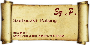 Szeleczki Patony névjegykártya